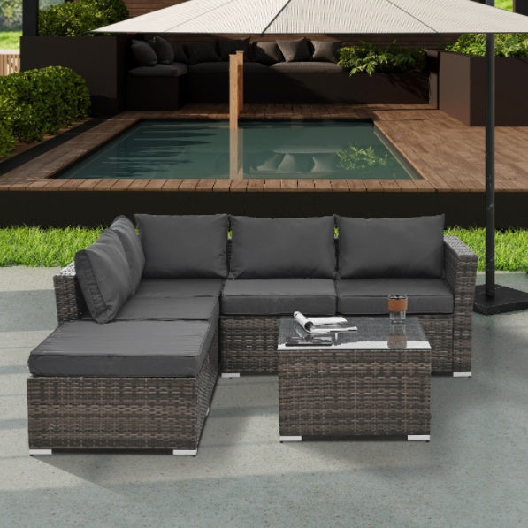 Stylish Patio Furniture Set with Tempered Glass Table