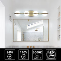 Modern Minimalist Gold Bathroom Vanity Light, 4 Bulb Acrylic Shade, Wall Mounted Decorative Lighting Fixtures For Bathroom Vanity Mirror Unavailable Platforms- Temu