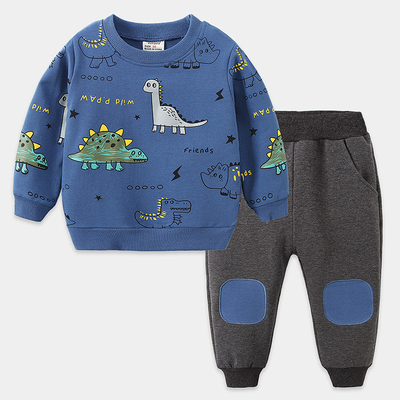 Student casual sportswear children's clothing trend loose new long-sleeved children's two-piece suit