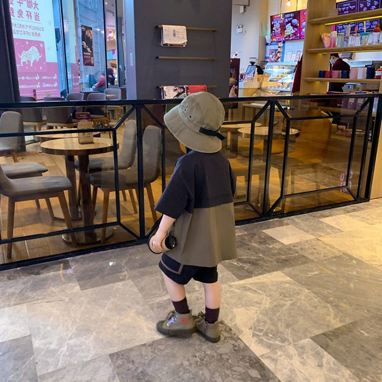 Children's Clothing Boys Cotton And Linen Suit Summer New Foreign Style Summer Baby Short-sleeved Net Red Fashionable Tide Clothes