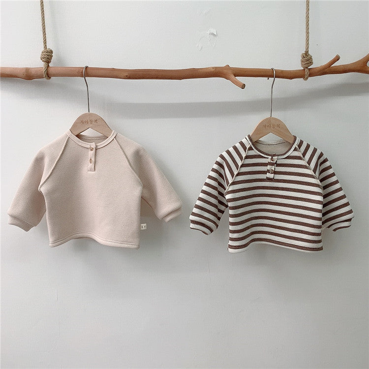 Ins Korean Children's Clothing Of The Same Paragraph Spring Simple Raglan Sleeve Shirt For Boys And Girls Casual All Kinds Of Knit Sweater Tops