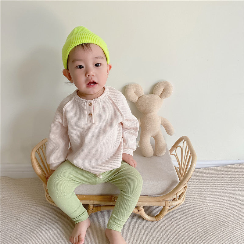 Ins Korean Children's Clothing Of The Same Paragraph Spring Simple Raglan Sleeve Shirt For Boys And Girls Casual All Kinds Of Knit Sweater Tops