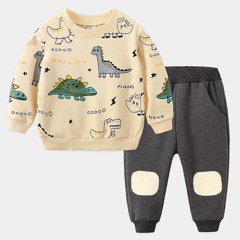 Student casual sportswear children's clothing trend loose new long-sleeved children's two-piece suit