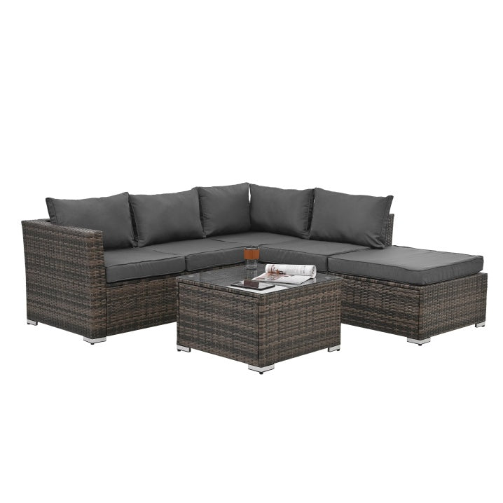 Stylish Patio Furniture Set with Tempered Glass Table