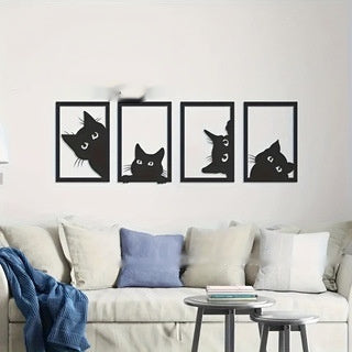 Black Cat Metal Wall Art Decoration Suit