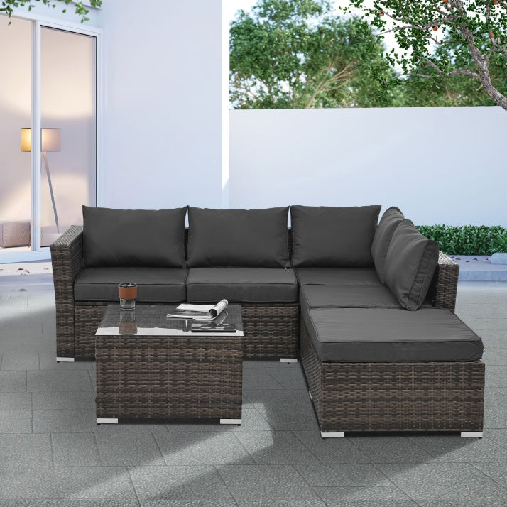 Stylish Patio Furniture Set with Tempered Glass Table