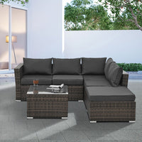 Patio Furniture, Outdoor Furniture, Seasonal PE Wicker Furniture, 4 Set Wicker Furniture With Tempered Glass Coffee Table