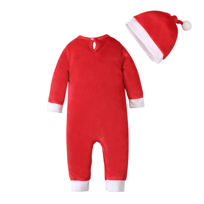 Santa Claus Long-sleeved Romper Romper Hat Two-piece Children's Clothing Ins