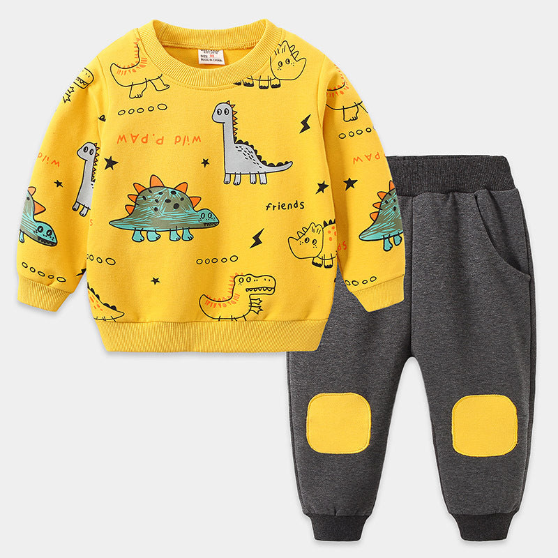 Student casual sportswear children's clothing trend loose new long-sleeved children's two-piece suit