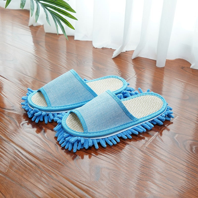Removable And Washable Floor Slippers Linen For Home Cleaning
