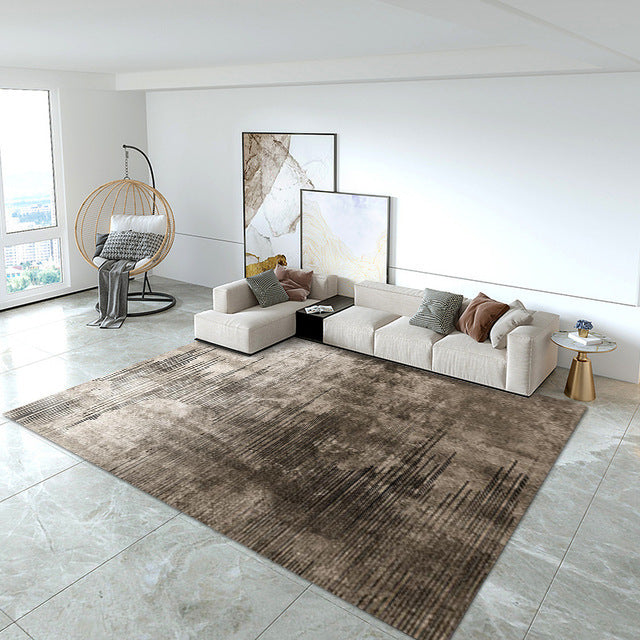 Soft printed velvet area rug with geometric design