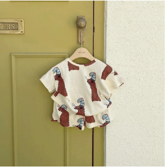 Children's Clothing Short-sleeved Boys And Girls Toddler Shorts Set Baby Two-piece Suit