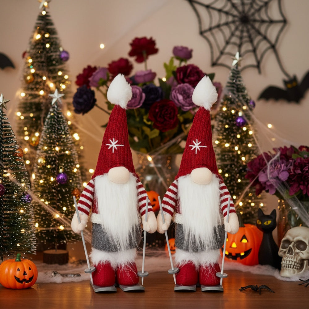 2PCS Set Christmas Gnome Decorations 5.9x4.5x15in Adorable Holiday Tabletop Ornaments Perfect For Party Gifts & Home Display