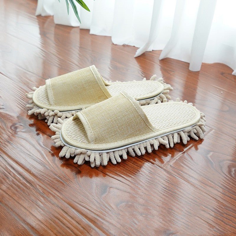 Removable And Washable Floor Slippers Linen For Home Cleaning