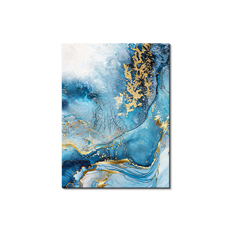 Abstract canvas wall art hanging in a contemporary foyer