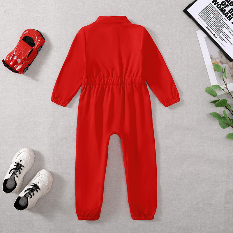 Toddler Girls Boys Racing Driver Jumpsuit, Racer Outfit, Halloween Christmas Carnival Party Race Car Driver Clothing Set