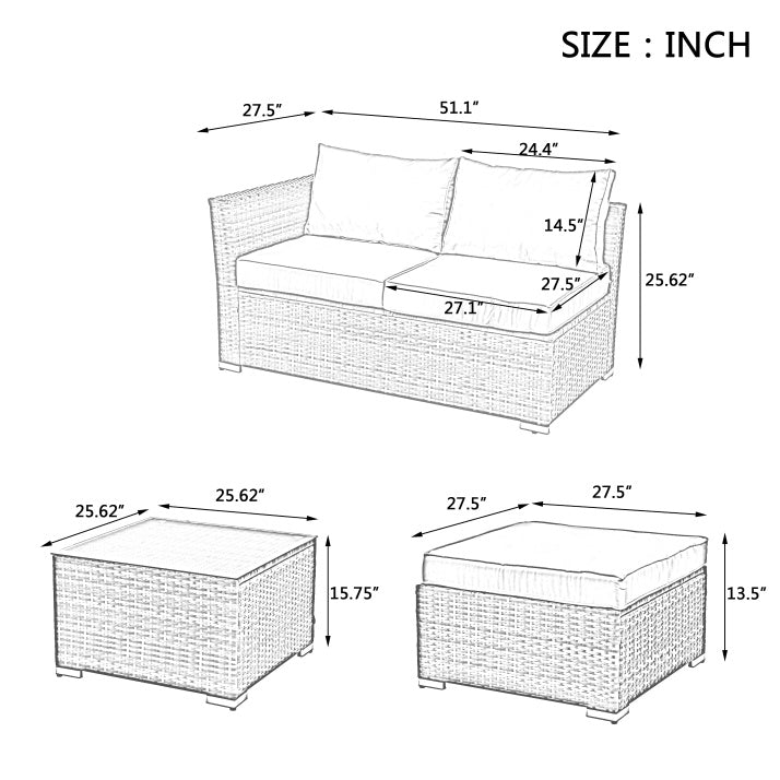 Stylish Patio Furniture Set with Tempered Glass Table