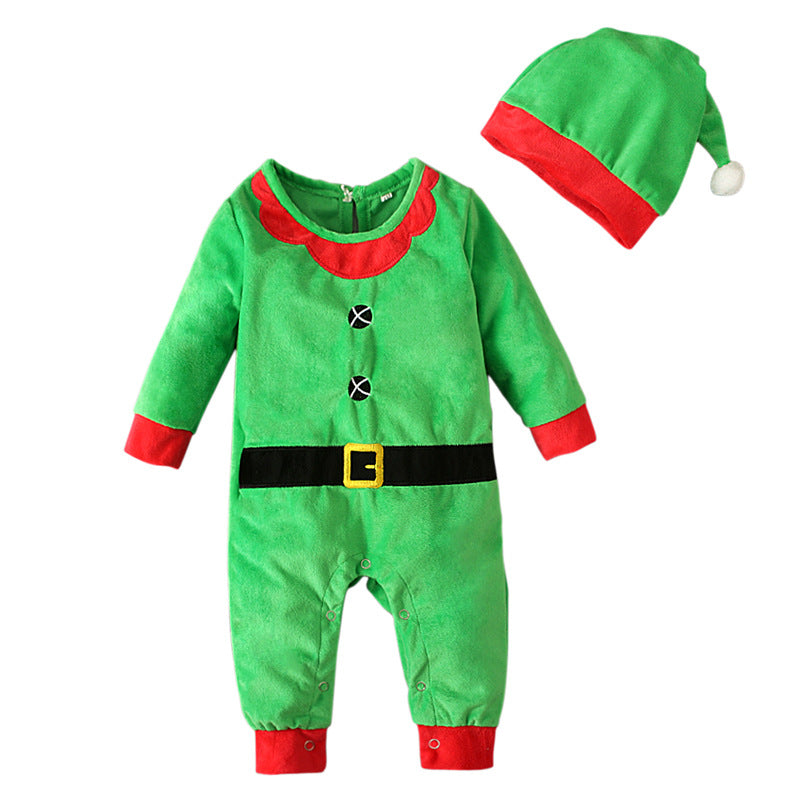 Santa Claus Long-sleeved Romper Romper Hat Two-piece Children's Clothing Ins