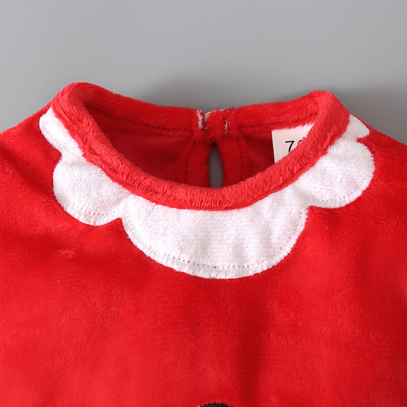 Santa Claus Long-sleeved Romper Romper Hat Two-piece Children's Clothing Ins