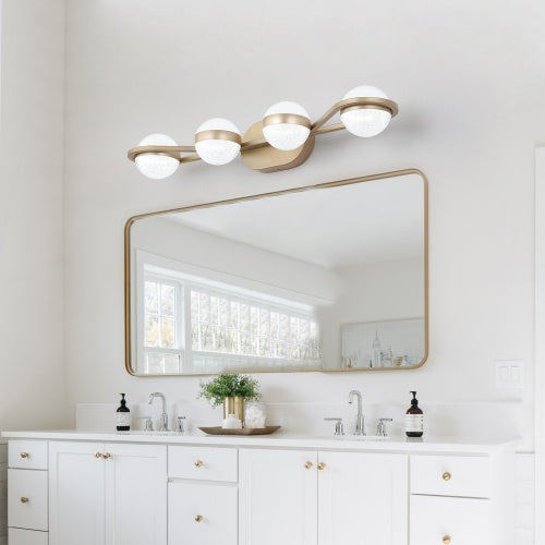 Modern Minimalist Gold Bathroom Vanity Light, 4 Bulb Acrylic Shade, Wall Mounted Decorative Lighting Fixtures For Bathroom Vanity Mirror Unavailable Platforms- Temu